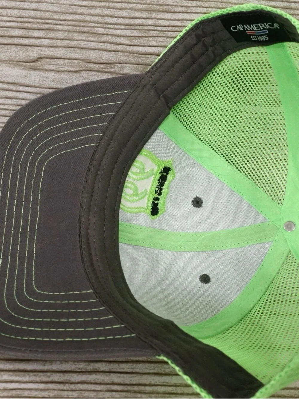 Kids Trucker Hat in Charcoal and Neon Green